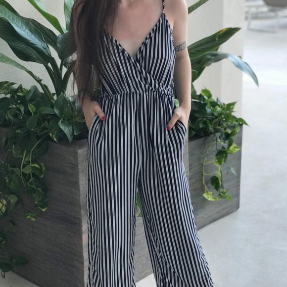 *Garage Navy & White Striped Jumpsuit - Picture 4 of 8